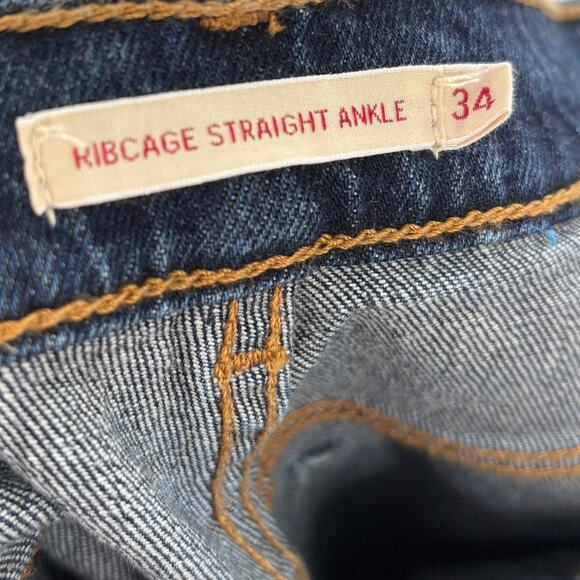Levi's Blue From a Dream Dark Wash Ribcage Straight Ankle Jeans - Picture 10 of 12